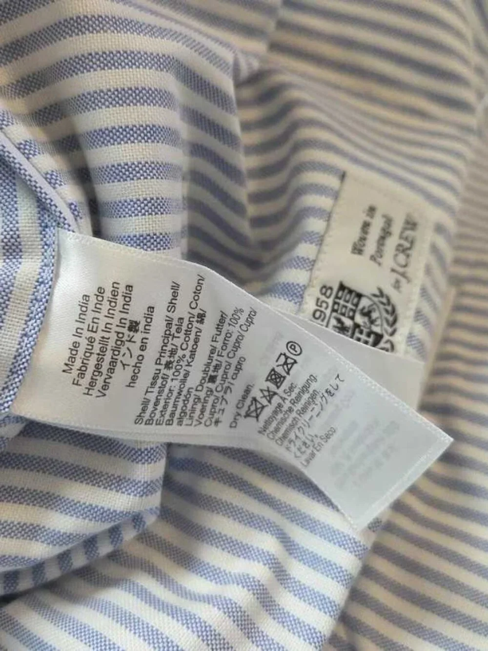New 44R J.Crew Crosby classic-fit suit jacket in Portuguese cotton oxford stripe